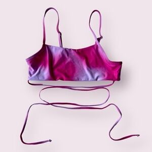 Ombré Pink Square Neck Bikini Strappy Top Medium